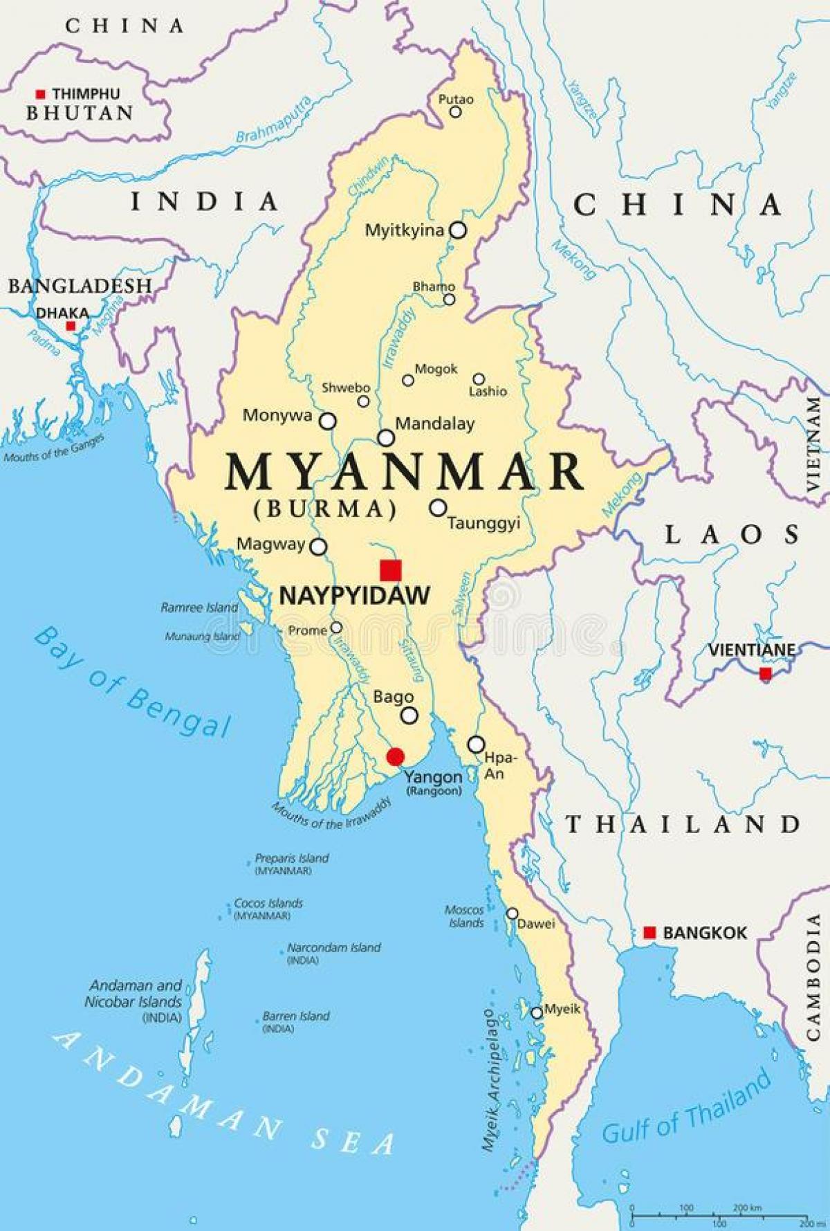 naypyidaw Mjanmas karte