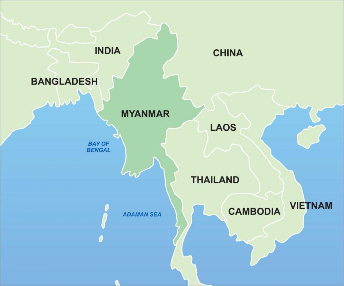 Mjanmā uz āzijas karte