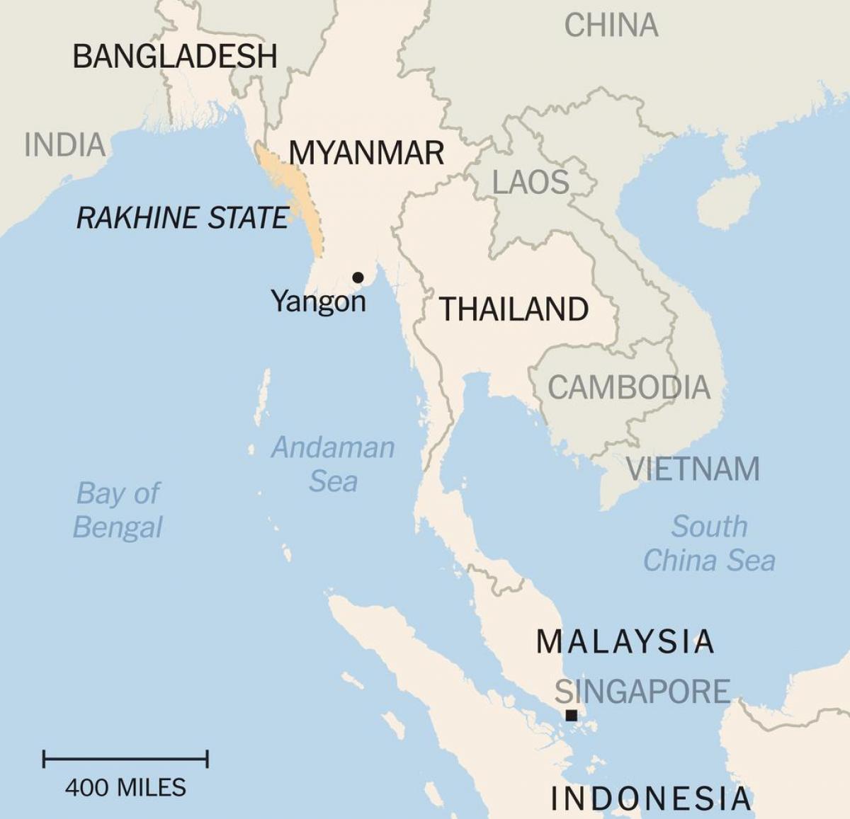 rakhine valsts Mjanmas karte